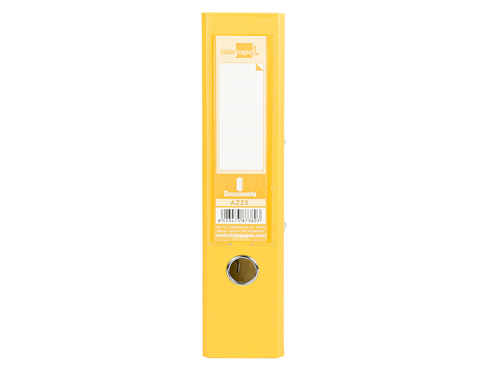 CLASSEUR LEVIER LIDERPAPEL A4 DOCUMENTA CARTON REMBORDÉ 1,9MM DOS 75MM RADO MÉTALLIQUE COLORIS JAUNE