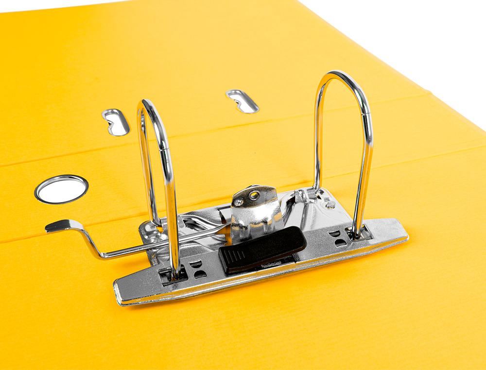 CLASSEUR LEVIER LIDERPAPEL A4 DOCUMENTA CARTON REMBORDÉ 1,9MM DOS 75MM RADO MÉTALLIQUE COLORIS JAUNE
