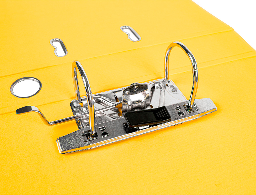 CLASSEUR LEVIER LIDERPAPEL A4 DOCUMENTA CARTON REMBORD 1,9MM DOS 52MM RADO MTALLIQUE COLORIS JAUNE