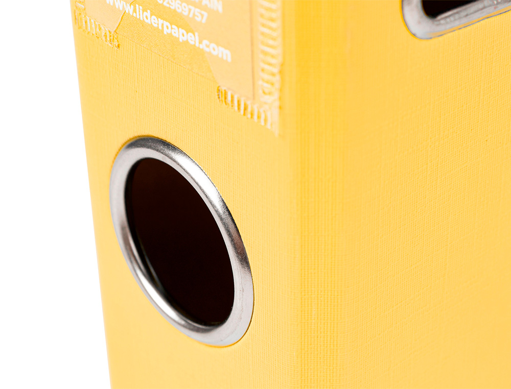 CLASSEUR LEVIER LIDERPAPEL A4 DOCUMENTA CARTON REMBORD 1,9MM DOS 52MM RADO MTALLIQUE COLORIS JAUNE