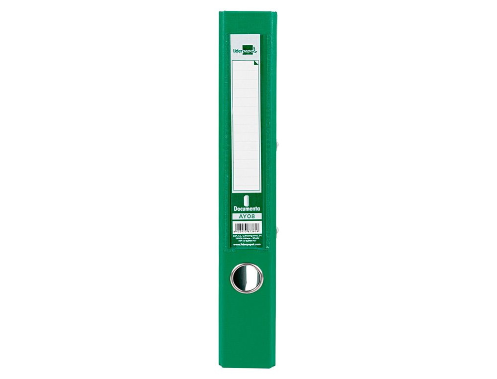 CLASSEUR LEVIER LIDERPAPEL A4 DOCUMENTA CARTON REMBORD 1,9MM DOS 52MM RADO MTALLIQUE COLORIS VERT