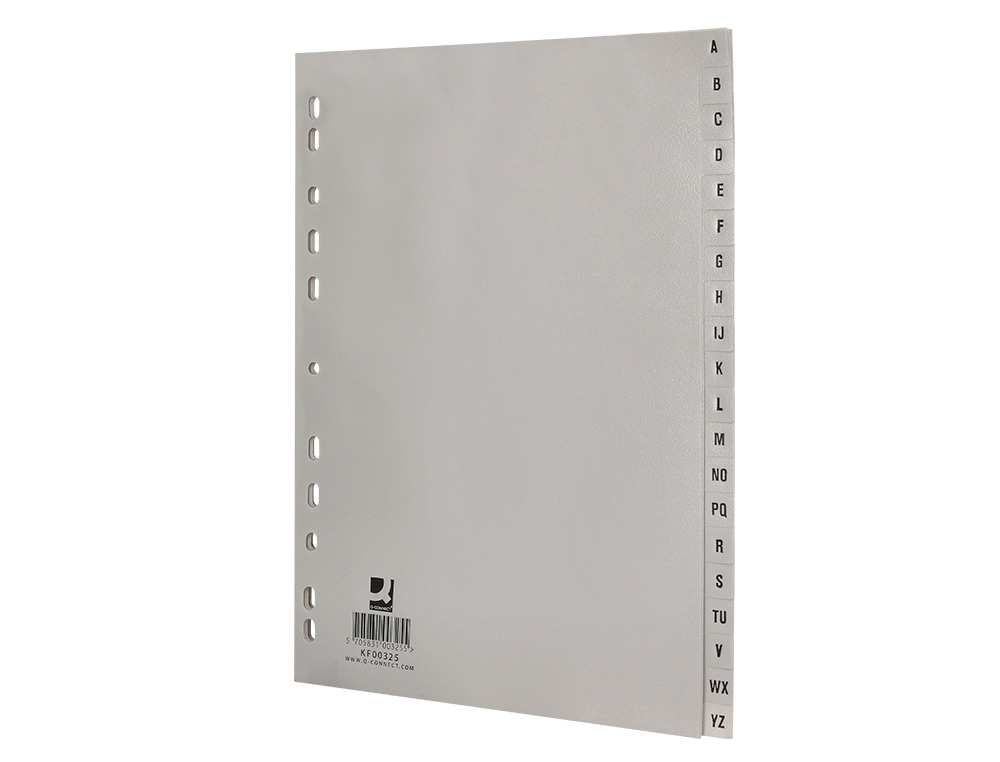 INTERCALAIRE Q-CONNECT PP 12/ 100E A4 225X297MM MULTIPERFOR ALPHABET GRAV ONGLETS COLORIS GRIS