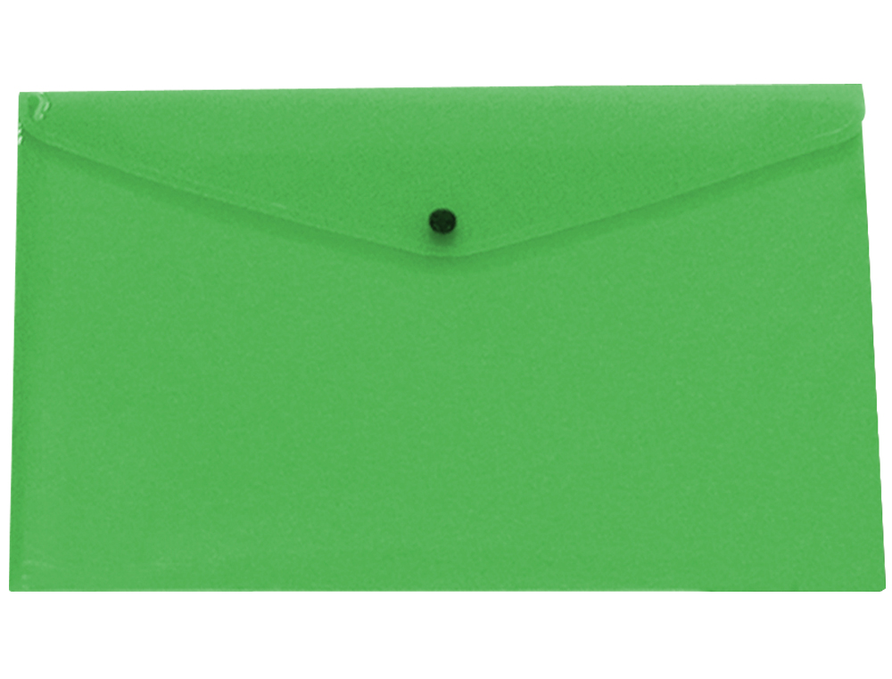 POCHETTE ENVELOPPE LIDERPAPEL POLYPROPYLNE 180 MICRONS A3 420X297MM 50F FERMETURE BOUTON RSISTANT TRANSPARENT VERT