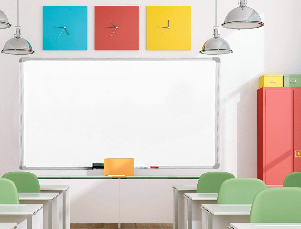 TABLEAU Q-CONNECT LAQUÉ MAGNÉTIQUE CADRE ALUMINIUM IDÉAL COLLÈGES BUREAUX INCLUS ACCESSOIRES FIXATION MUR 200X100CM