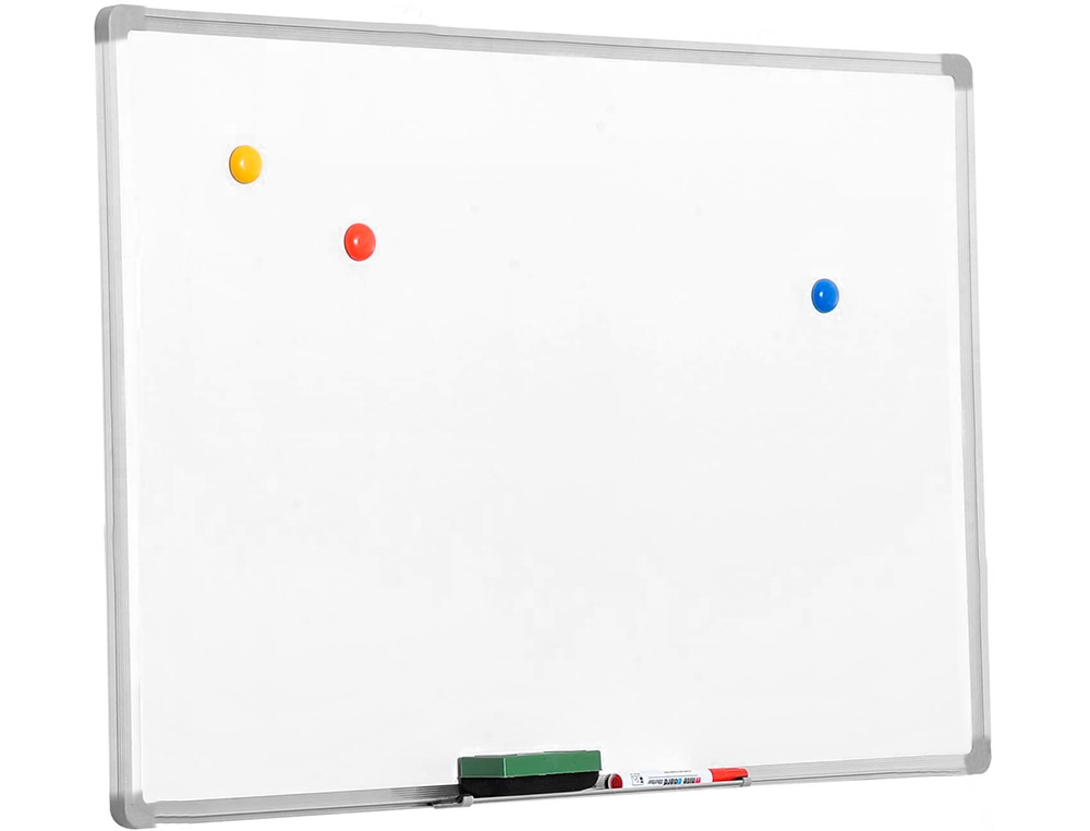 TABLEAU Q-CONNECT LAQUÉ MAGNÉTIQUE CADRE ALUMINIUM IDÉAL COLLÈGES BUREAUX INCLUS ACCESSOIRES FIXATION MUR 200X100CM