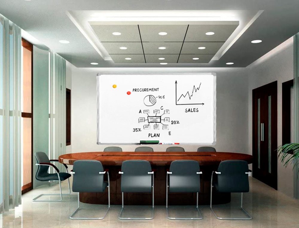 TABLEAU Q-CONNECT LAQUÉ MAGNÉTIQUE CADRE ALUMINIUM IDÉAL COLLÈGES BUREAUX INCLUS ACCESSOIRES FIXATION MUR 200X100CM