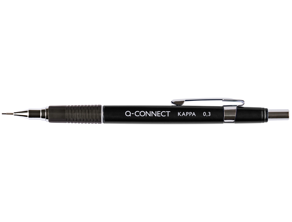 PORTE-MINE Q-CONNECT KAPPA 0.3MM POINTE RÉTRACTABLE GOMME BOUTON POUSSOIR GRIP CAOUTCHOUC COLORIS ASSORTIS
