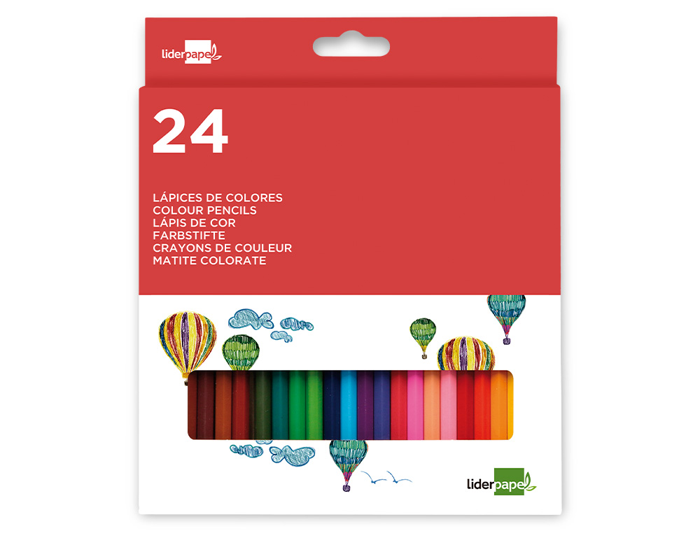CRAYON COULEUR LIDERPAPEL MINE EXTRA-RÉSISTANTE 174.5MM ÉCRITURE DOUCE COLORIS INTENSES ÉTUI CARTON PLASTIFIÉ 24 UNITÉS