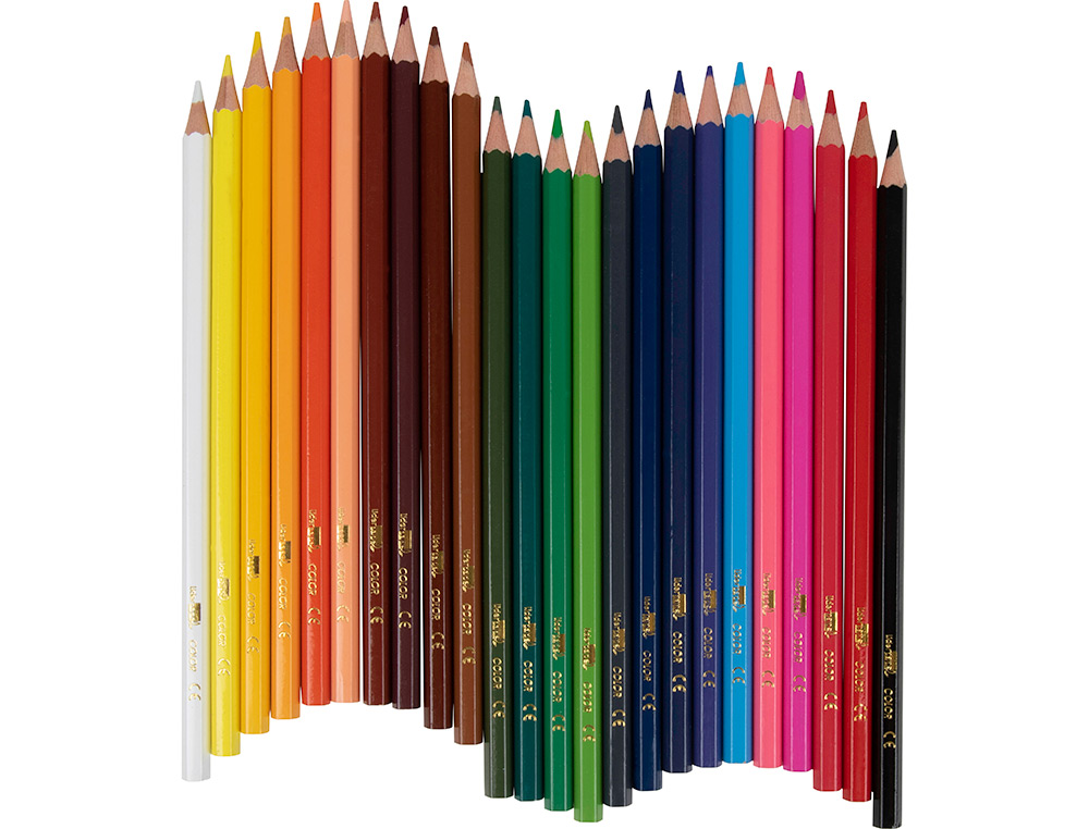 CRAYON COULEUR LIDERPAPEL MINE EXTRA-RÉSISTANTE 174.5MM ÉCRITURE DOUCE COLORIS INTENSES ÉTUI CARTON PLASTIFIÉ 24 UNITÉS