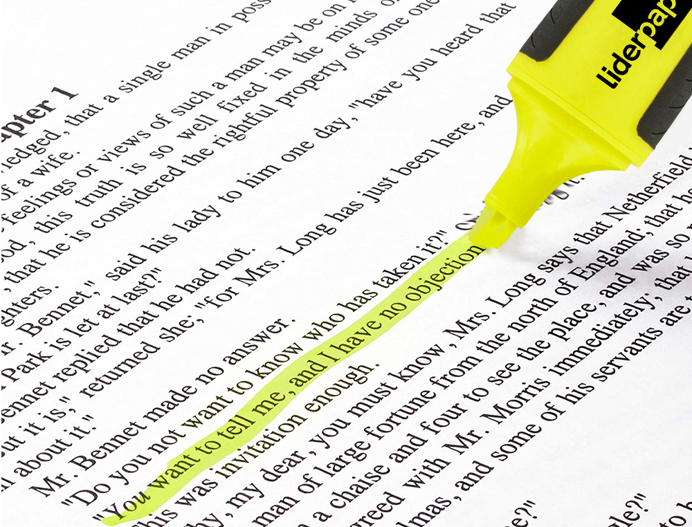 SURLIGNEUR LIDERPAPEL FLUORESCENT MINI TRACÉ 1/4MM POINTE BISEAUTÉE GRIP CAOUTCHOUC COLORIS JAUNE