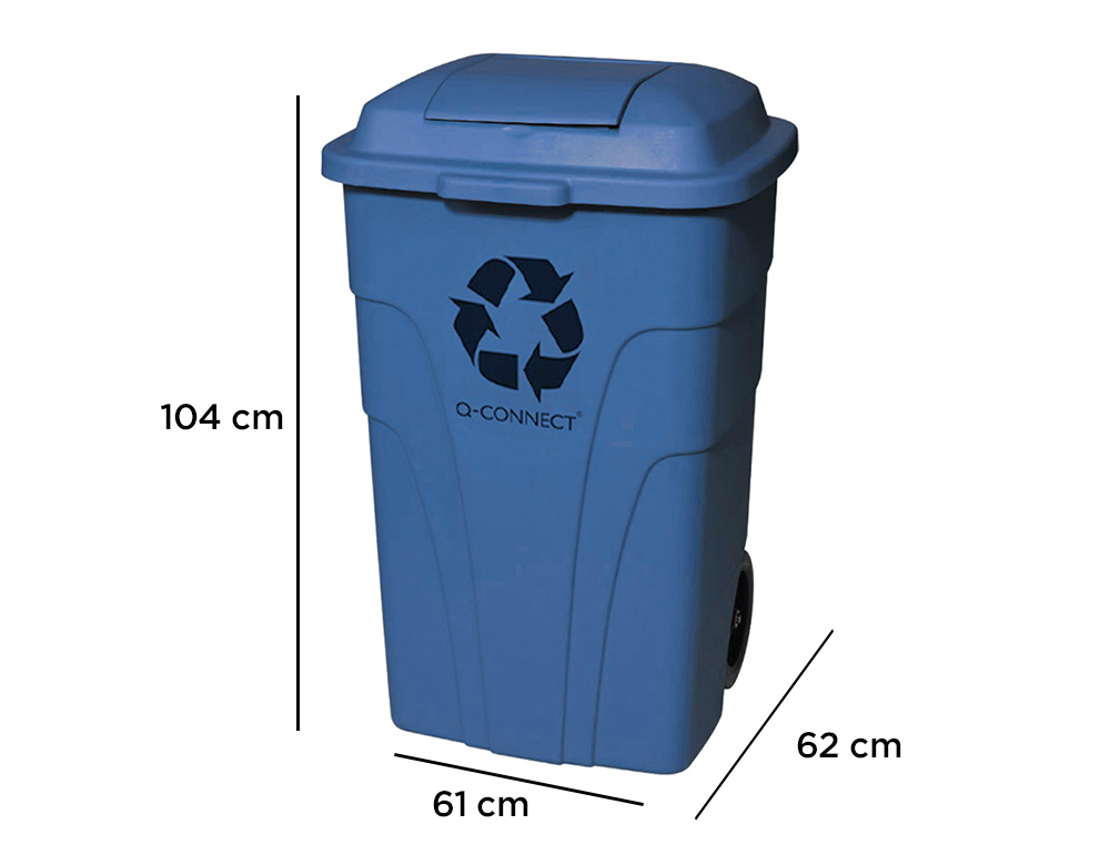 POUBELLE Q-CONNECT CONTENEUR POLYSTYRÈNE COUVERCLE 240L 620X610X1040MM 2 ROUES COLORIS BLEU