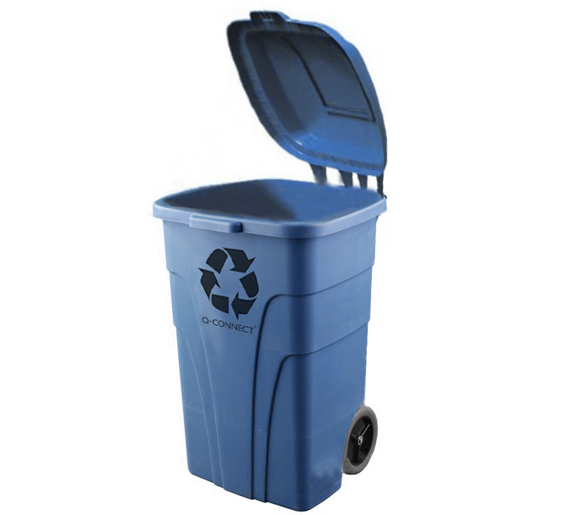 POUBELLE Q-CONNECT CONTENEUR POLYSTYRÈNE COUVERCLE 240L 620X610X1040MM 2 ROUES COLORIS BLEU