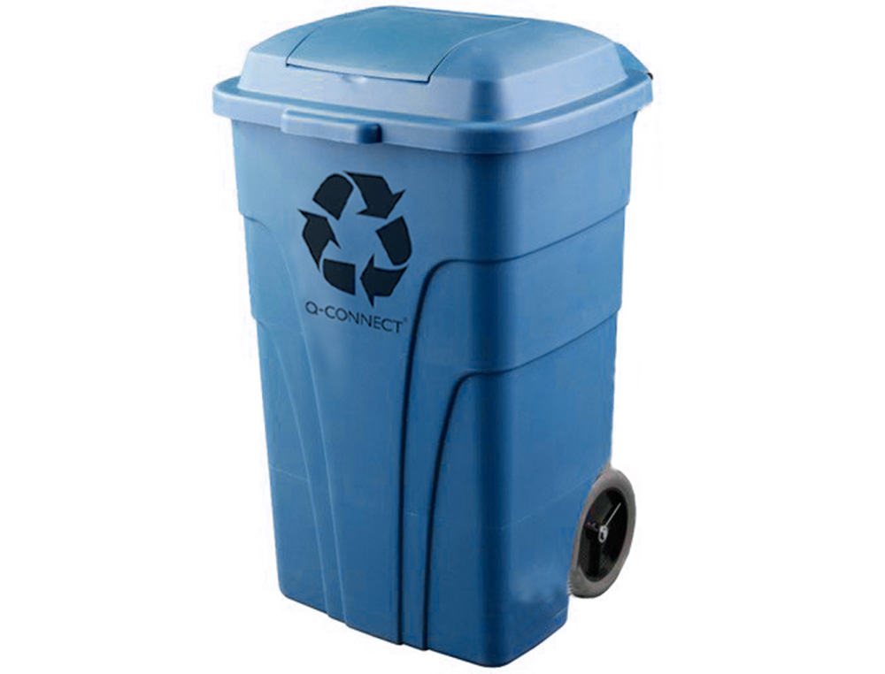 POUBELLE Q-CONNECT CONTENEUR POLYSTYRÈNE COUVERCLE 240L 620X610X1040MM 2 ROUES COLORIS BLEU