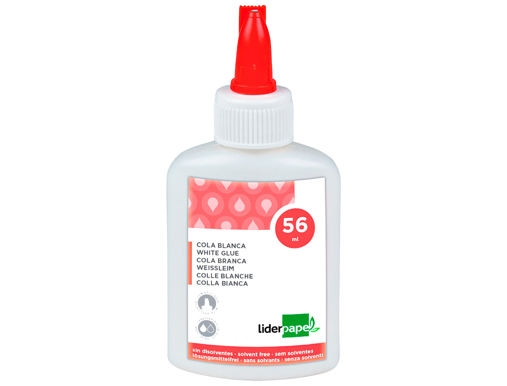 COLLE VINYLIQUE LIDERPAPEL BLANCHE TRAVAUX MANUELS PAPIER AUTRES MATÉRIAUX RAPIDE ADHÉRENCE SANS SOLVANT POT 56ML