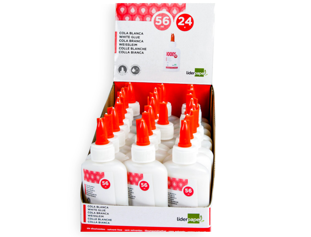 COLLE VINYLIQUE LIDERPAPEL BLANCHE TRAVAUX MANUELS PAPIER AUTRES MATÉRIAUX RAPIDE ADHÉRENCE SANS SOLVANT POT 56ML
