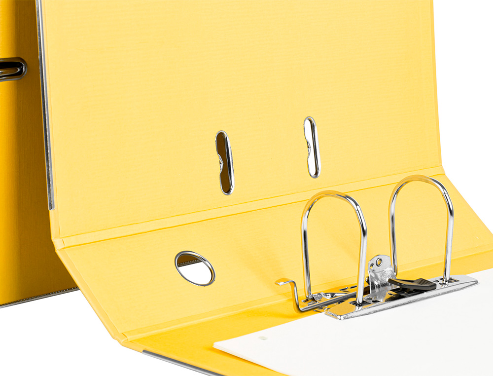 CLASSEUR LEVIER LIDERPAPEL DOCUMENTA A4+ CARTON REMBORDE DOS 75MM RADO METALLIQUE COLORIS JAUNE