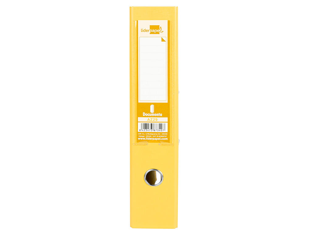 CLASSEUR LEVIER LIDERPAPEL DOCUMENTA A4+ CARTON REMBORDE DOS 75MM RADO METALLIQUE COLORIS JAUNE