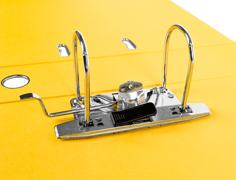 CLASSEUR LEVIER LIDERPAPEL DOCUMENTA A4+ CARTON REMBORDE DOS 75MM RADO METALLIQUE COLORIS JAUNE