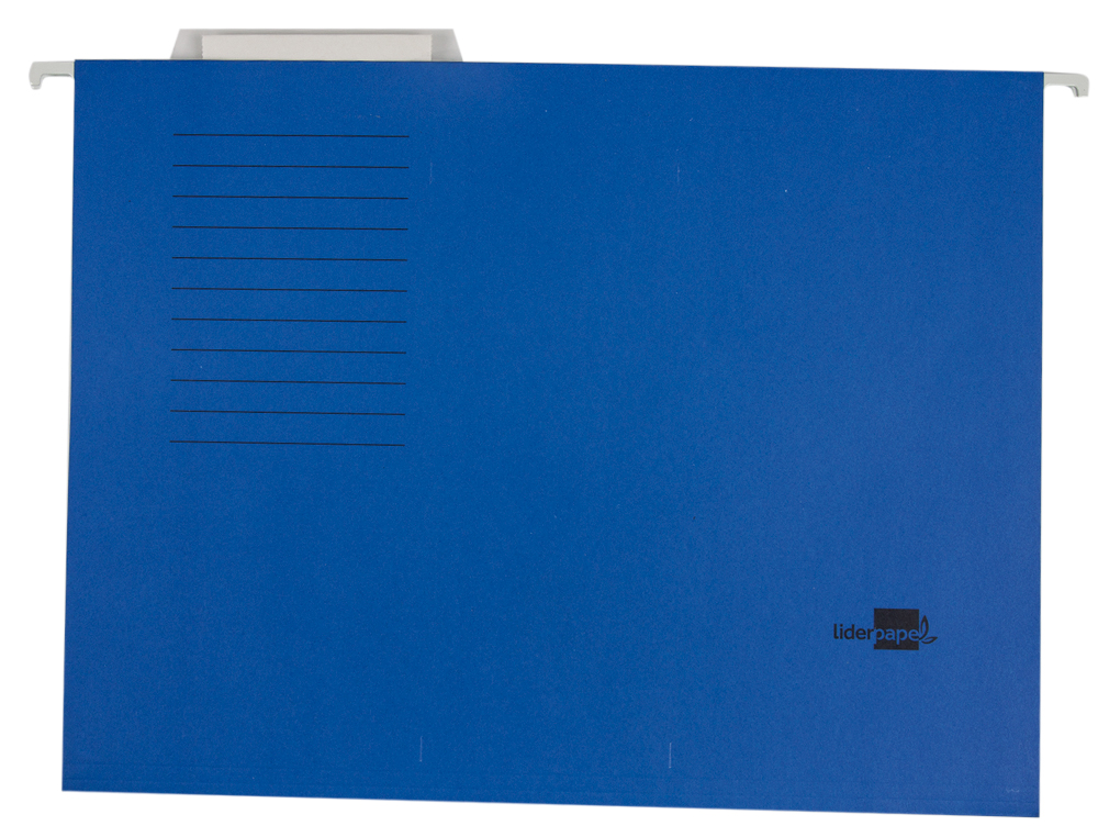 DOSSIER SUSPENDU LIDERPAPEL PAPIER CARTONN KRAFT 250G A4 TIROIR VISEUR SUPRIEUR FOND V BAGUETTE MTALLIQUE BLEU