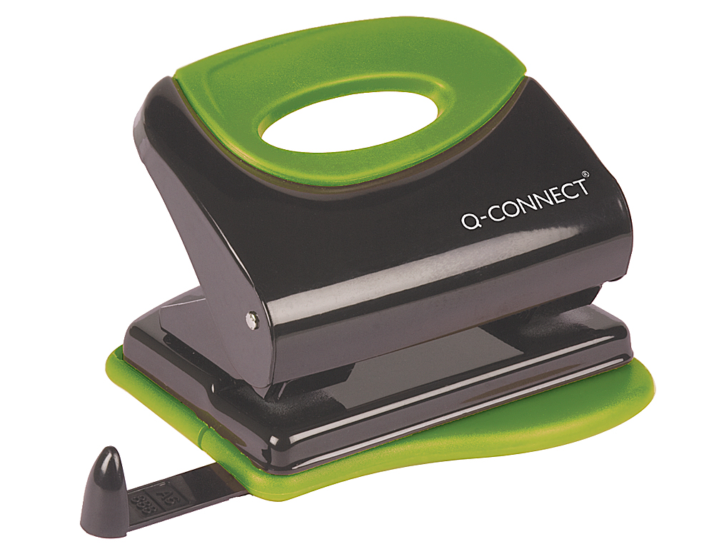 PERFORATEUR Q-CONNECT MÉTALLIQUE CAPACITÉ PERFORATION 30F 2 TROUS COLORIS ATTRACTIFS NOIR/VERT 117X105MM