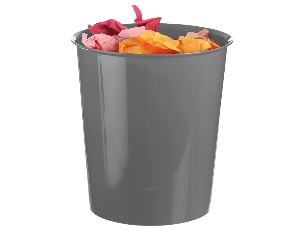 CORBEILLE À PAPIER Q-CONNECT PLASTIQUE RÉSISTANT 16L 310X290MM COLORIS GRIS OPAQUE