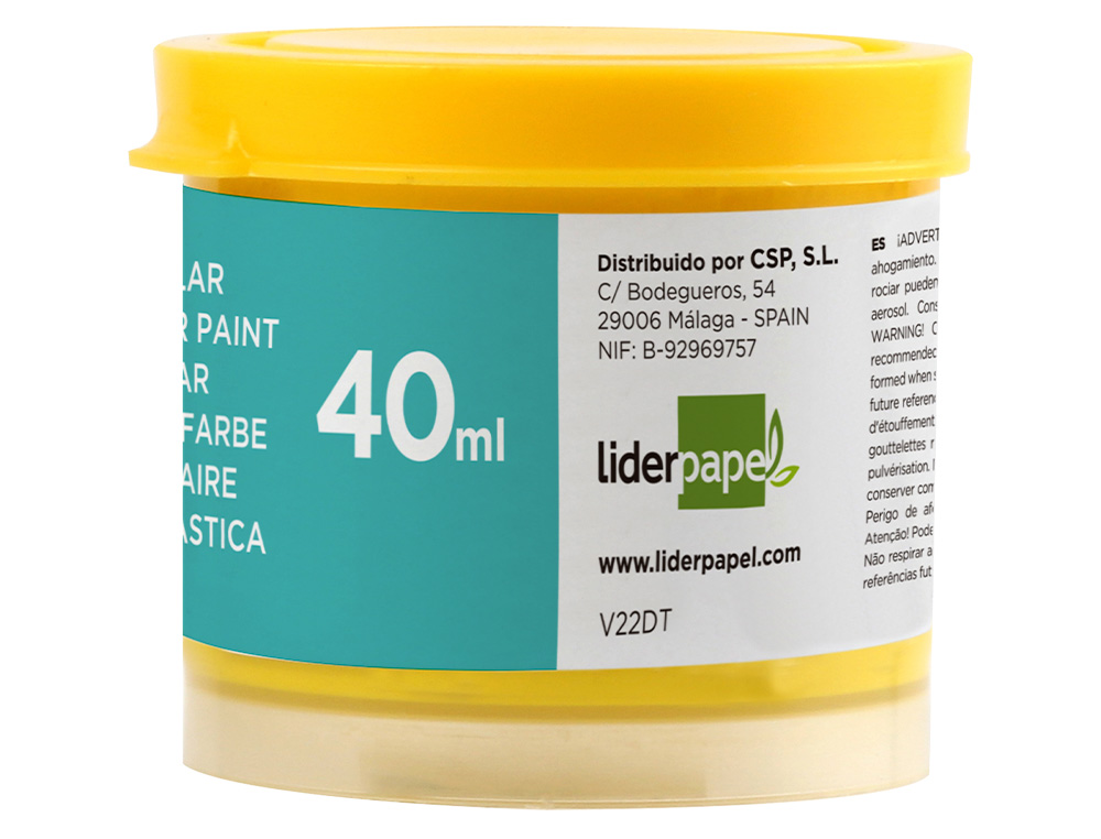 GOUACHE SCOLAIRE LIDERPAPEL COLORIS JAUNE POT 40ML