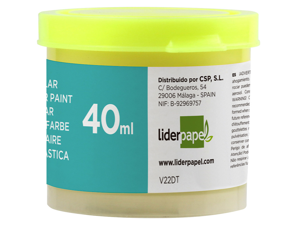 GOUACHE SCOLAIRE LIDERPAPEL COLORIS JAUNE CITRON POT 40ML