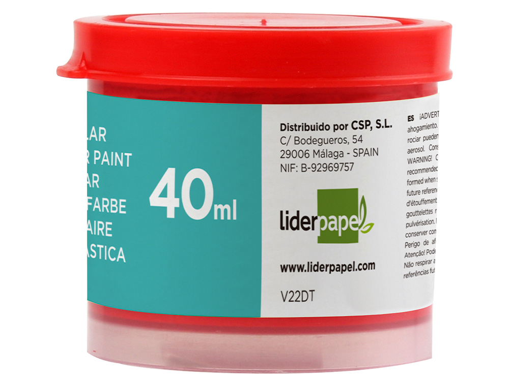 GOUACHE SCOLAIRE LIDERPAPEL COLORIS ROUGE POT 40ML
