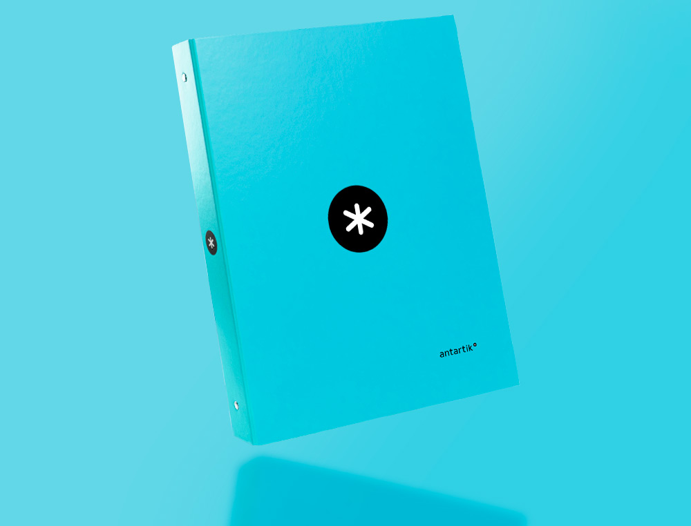 CLASSEUR ANTARTIK 4 ANNEAUX RONDS 25MM A4 CARTON REMBORDE COLORIS TURQUOISE