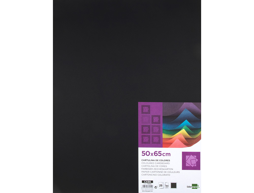 PAPIER CARTONNE LIDERPAPEL 50X65CM 240GR COLORIS NOIR PAQUET 25 FEUILLES