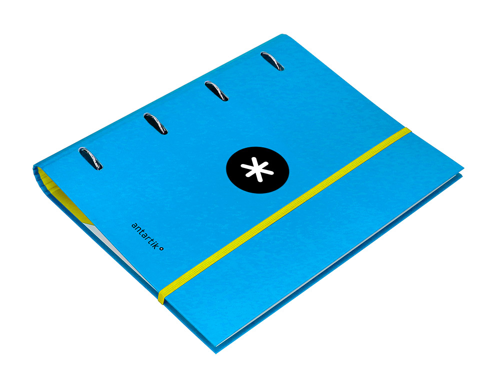 CLASSEUR ANTARTIK 4 ANNEAUX RONDS 40MM A4 CARTON REMBORDE FEUILLETS MOBILES QUADRILLAGE 5MM COLORIS BLEU