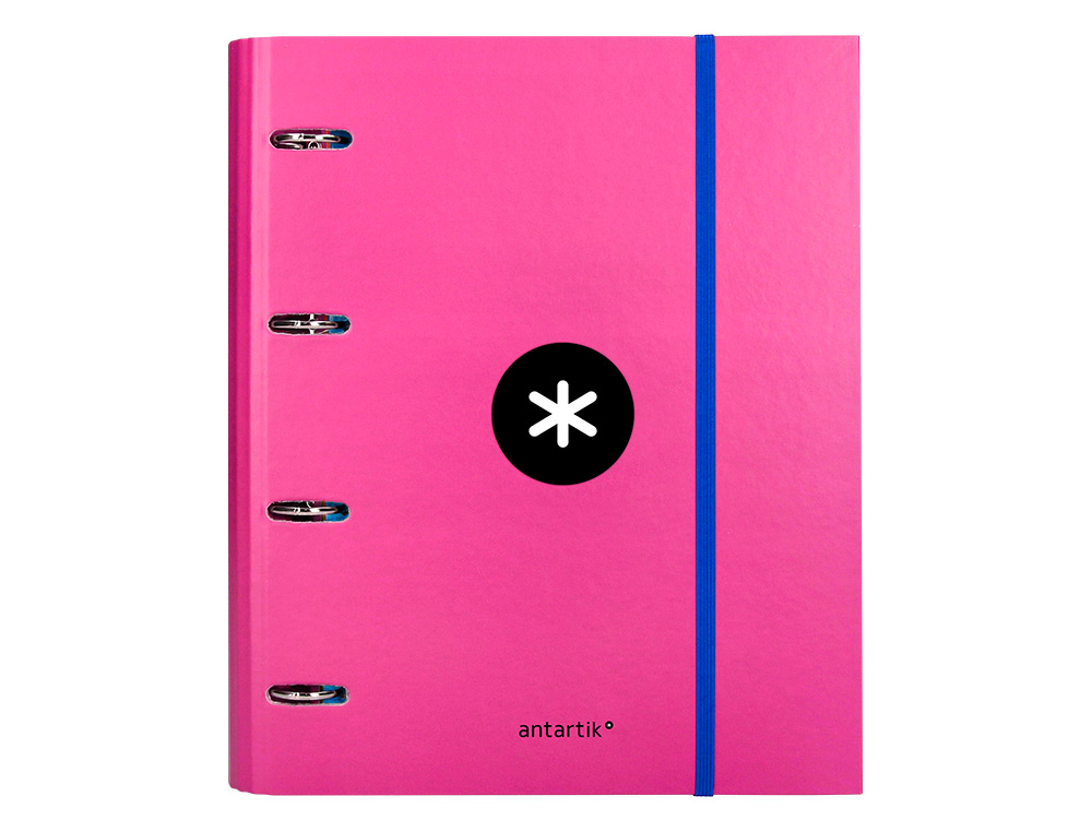 CLASSEUR ANTARTIK 4 ANNEAUX RONDS 40MM A4 CARTON REMBORDE FEUILLETS MOBILES QUADRILLAGE 5MM COLORIS ROSE