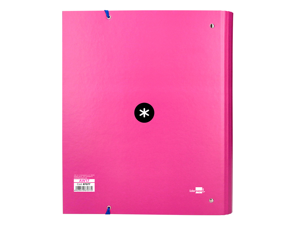 CLASSEUR ANTARTIK 4 ANNEAUX RONDS 40MM A4 CARTON REMBORDE FEUILLETS MOBILES QUADRILLAGE 5MM COLORIS ROSE