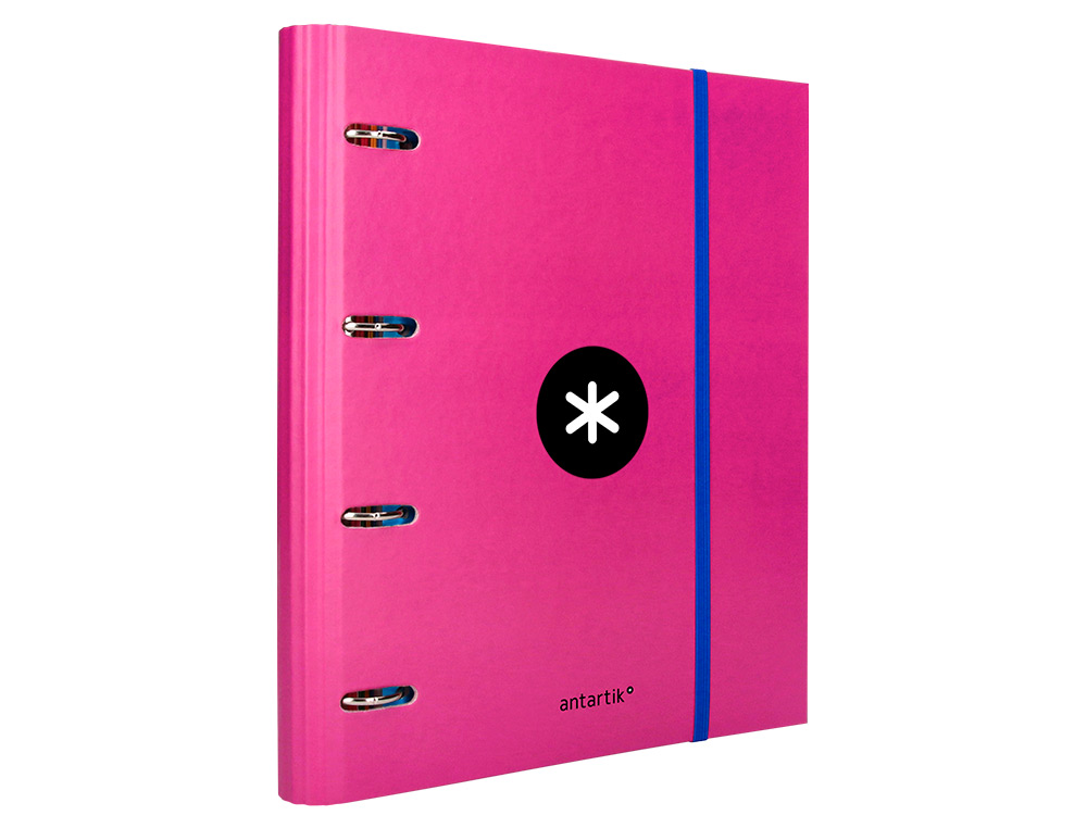CLASSEUR ANTARTIK 4 ANNEAUX RONDS 40MM A4 CARTON REMBORDE FEUILLETS MOBILES QUADRILLAGE 5MM COLORIS ROSE