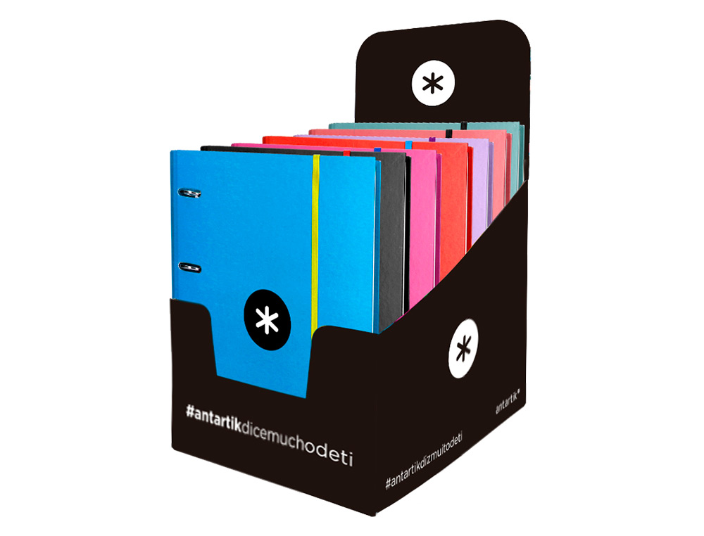 CLASSEUR ANTARTIK 4 ANNEAUX RONDS 40MM A4 CARTON REMBORDE FEUILLETS MOBILES Q5X5 COLORISASSORTIS
