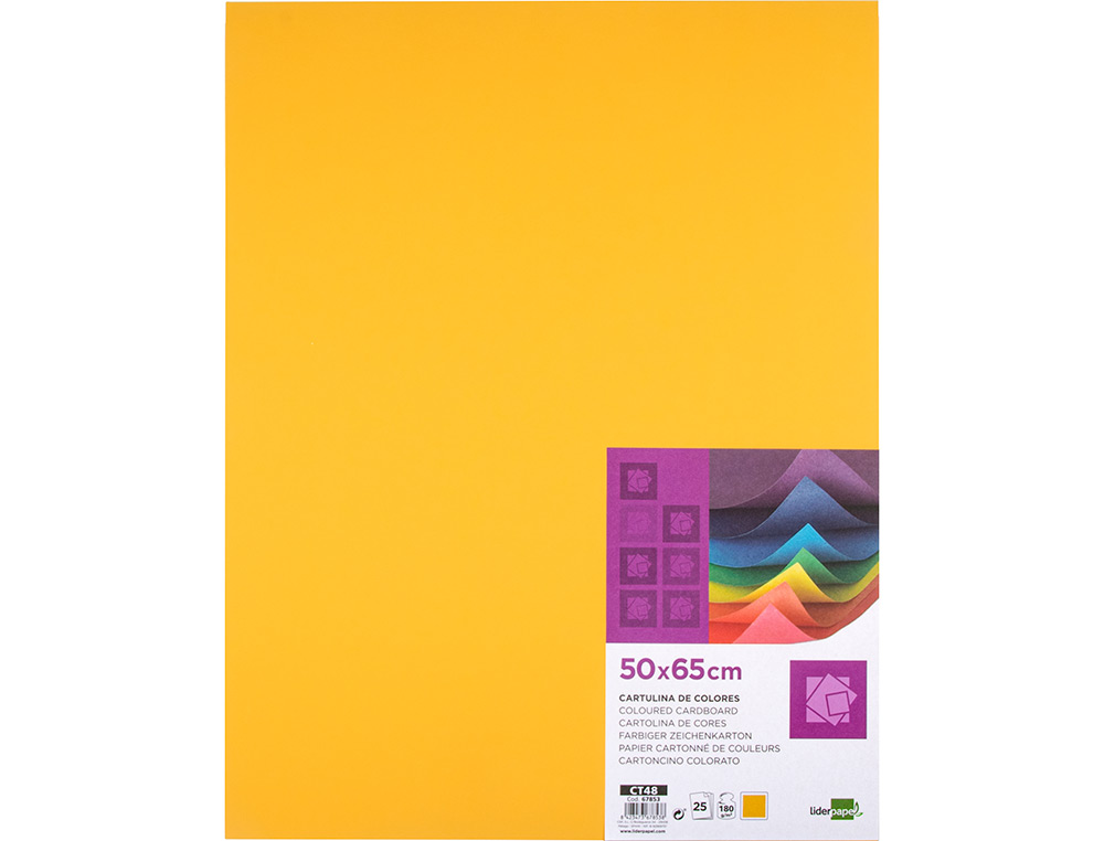PAPIER CARTONNE LIDERPAPEL 50X65CM 180GR COLORIS VIEIL   OR PAQUET 25 FEUILLES