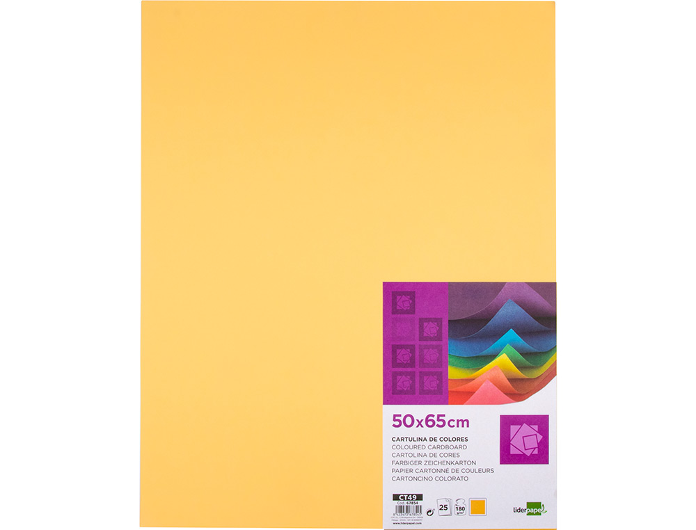 PAPIER CARTONNE LIDERPAPEL 50X65CM 180GR COLORIS OR      PAQUET 25 FEUILLES