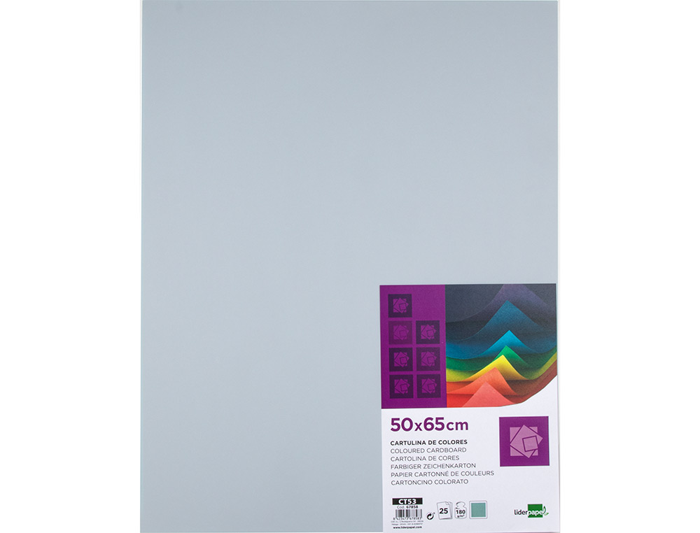 PAPIER CARTONNE LIDERPAPEL 50X65CM 180GR COLORIS GRIS    PAQUET 25 FEUILLES