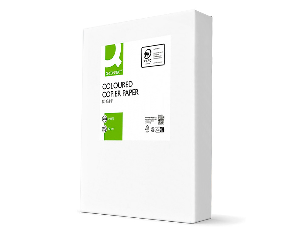PAPIER COULEUR Q-CONNECT MULTIFONCTION A4 80G/M2 UNICOLORE JAUNE INTENSE RAMETTE 500 FEUILLES