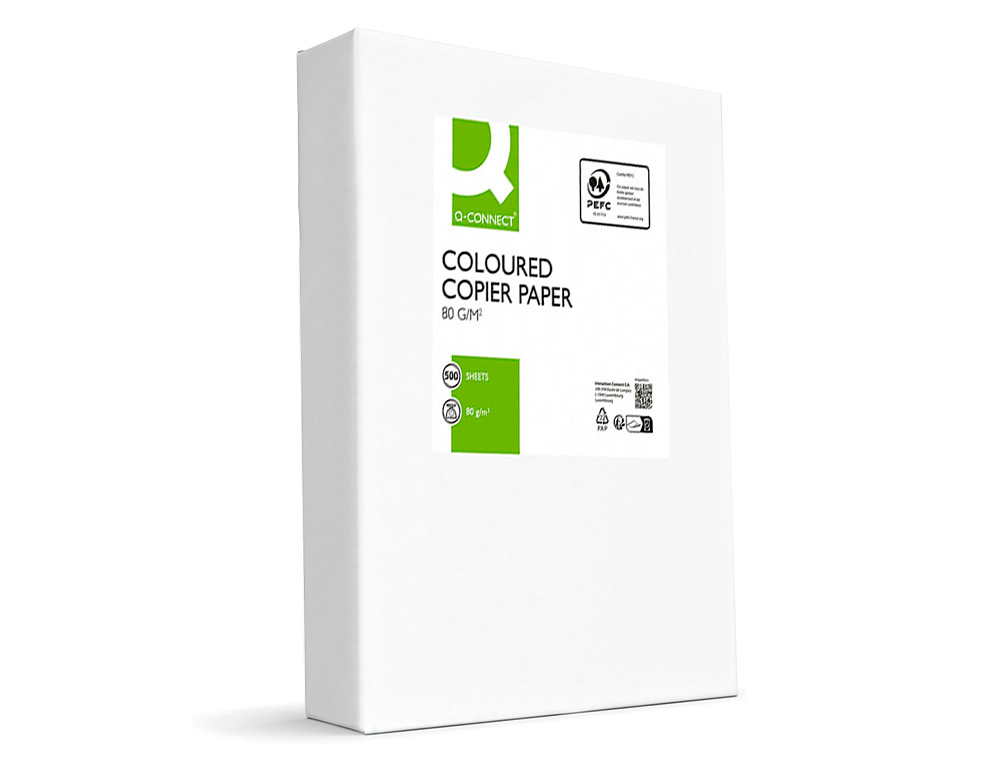 PAPIER COULEUR Q-CONNECT MULTIFONCTION A4 80G/M2 UNICOLORE JAUNE INTENSE RAMETTE 500 FEUILLES