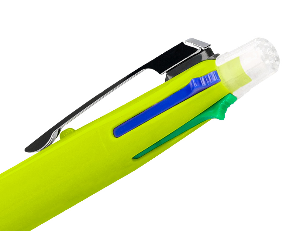 STYLO-BILLE LIDERPAPEL 5 EN 1 POINTE 0.5MM TRAIT 0.7MM RÉTRACTABLE 4 COULEURS D'ENCRE PORTE-MINE 0.5MM GOMME