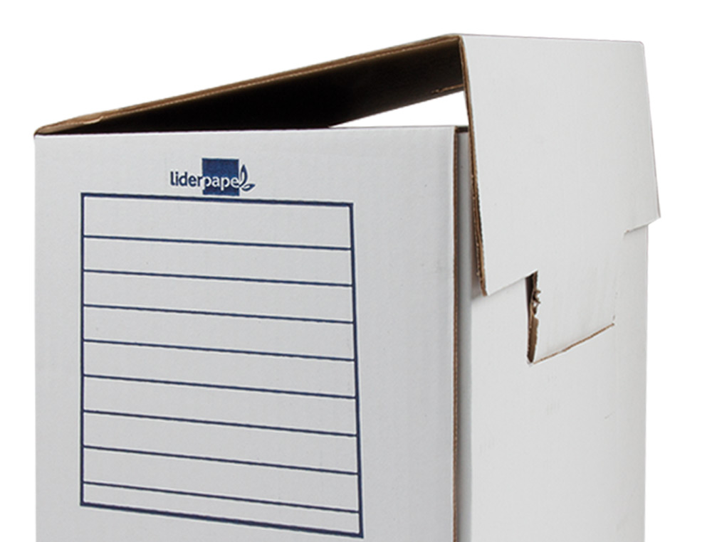 BOITE A ARCHIVES LIDERPAPEL CARTON RECYCLE 325G/M2 DOS 200MM 367X200X251MM COLORIS BLANC