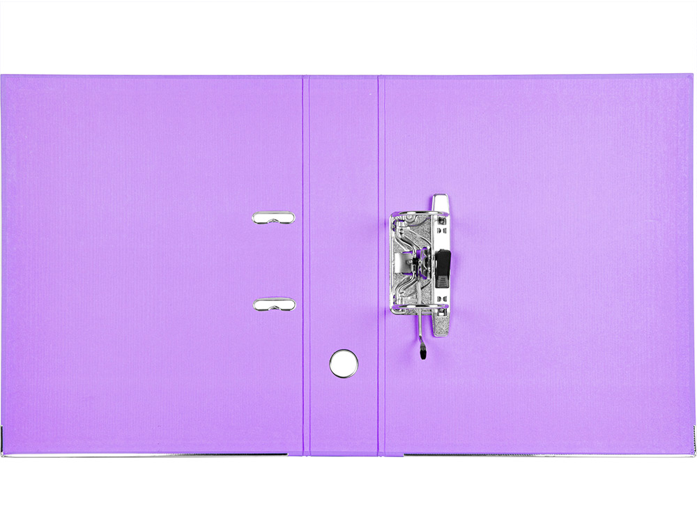 CLASSEUR LEVIER LIDERPAPEL DOCUMENTA A4+ CARTON REMBORDE DOS 75MM RADO METALLIQUE COLORIS LILAS
