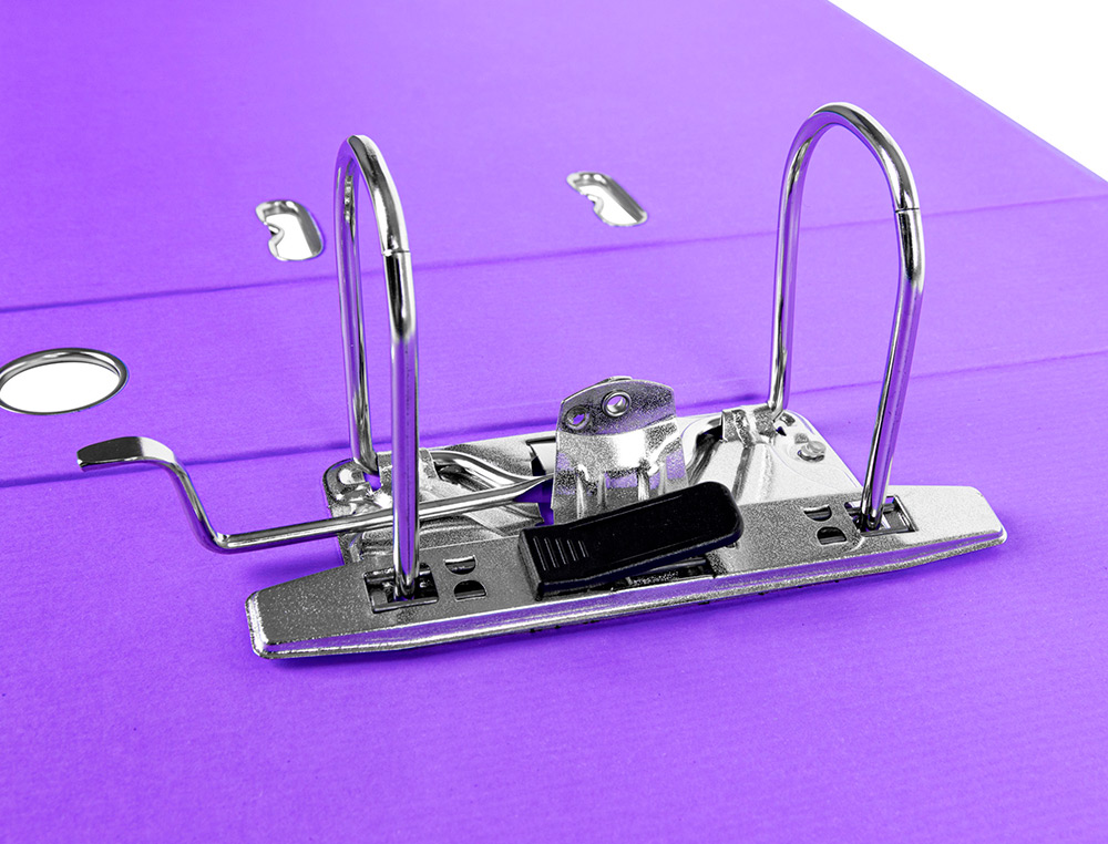 CLASSEUR LEVIER LIDERPAPEL DOCUMENTA A4+ CARTON REMBORDE DOS 75MM RADO METALLIQUE COLORIS LILAS
