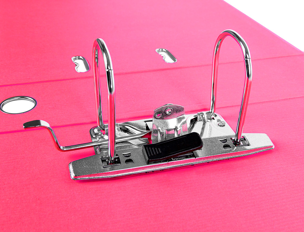CLASSEUR LEVIER LIDERPAPEL DOCUMENTA A4+ CARTON REMBORDE DOS 75MM RADO METALLIQUE      COLORIS ROSE