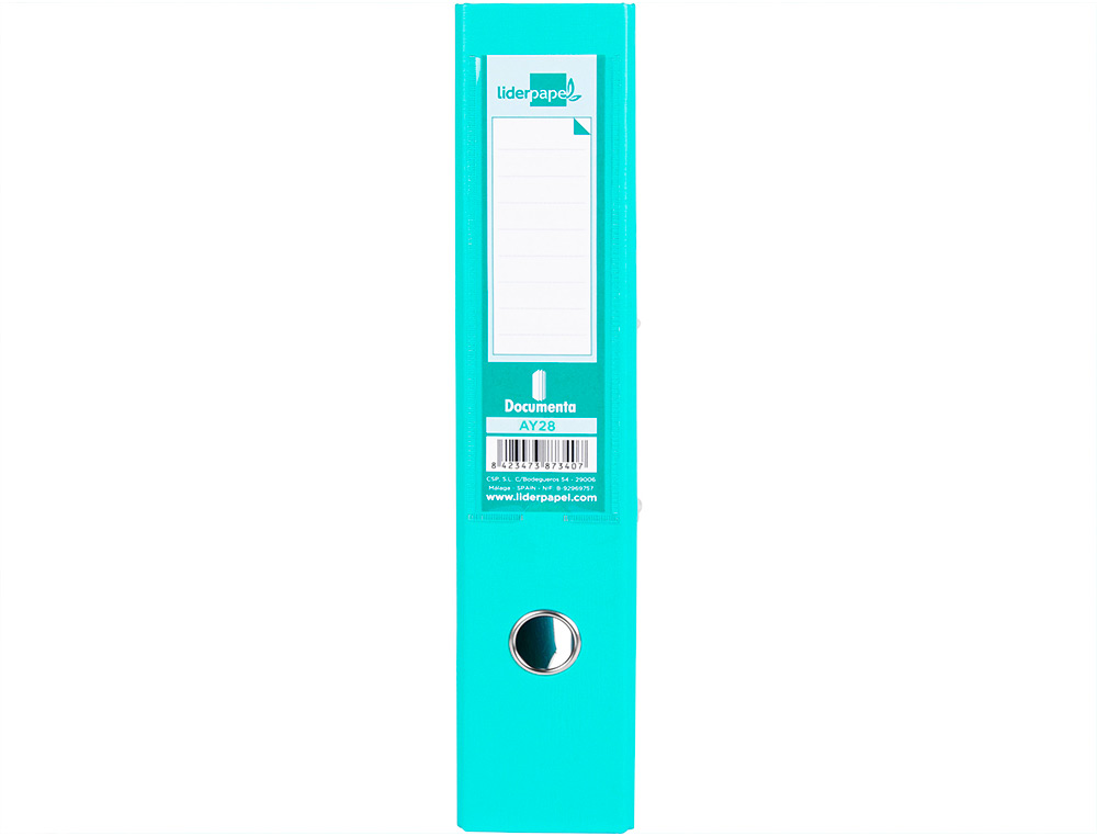 CLASSEUR LEVIER LIDERPAPEL DOCUMENTA A4+ CARTON REMBORDE DOS 75MM RADO METALLIQUE COLORIS VERT CLAIR