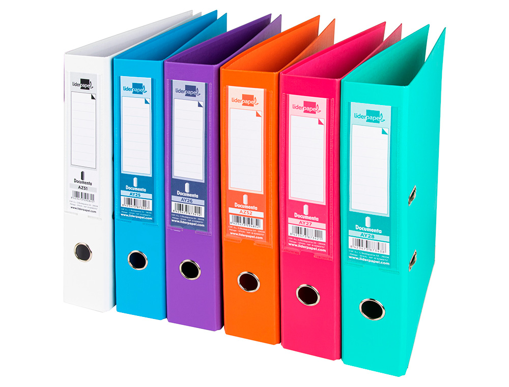 CLASSEUR LEVIER LIDERPAPEL DOCUMENTA A4+ CARTON REMBORDE DOS 75MM RADO METALLIQUE COLORIS ASSORTIS TRENDING
