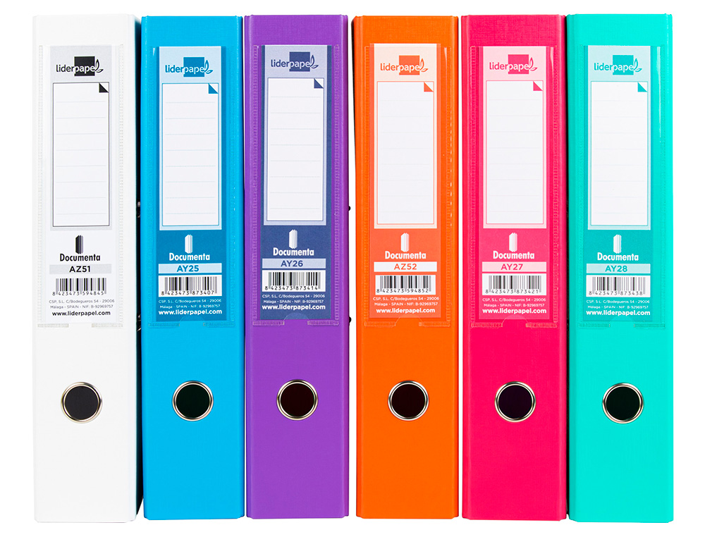 CLASSEUR LEVIER LIDERPAPEL DOCUMENTA A4+ CARTON REMBORDE DOS 75MM RADO METALLIQUE COLORIS ASSORTIS TRENDING