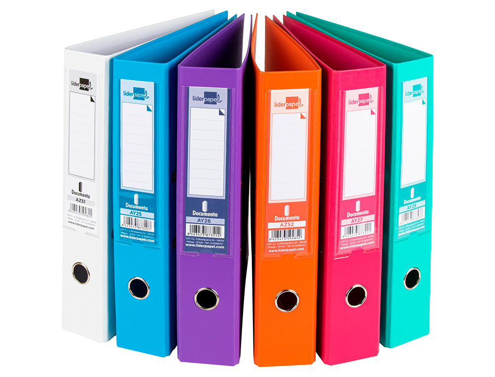 CLASSEUR LEVIER LIDERPAPEL DOCUMENTA A4+ CARTON REMBORDE DOS 75MM RADO METALLIQUE COLORIS ASSORTIS TRENDING