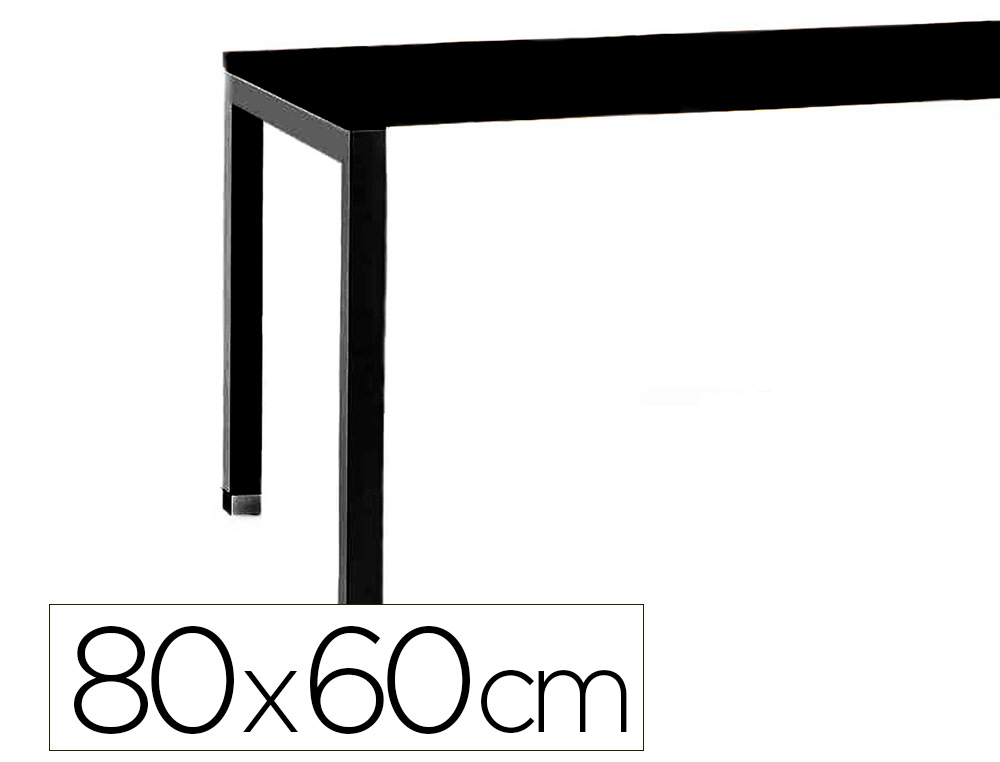 RETOUR DE BUREAU MT INTERNATIONAL PLATEAU NOIR MELAMIN 25MM 25MM PIETEMENT ARCHE COLORIS NOIR 80X60CM